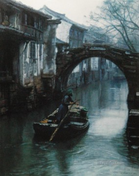 Water Towns Oars Shanshui Chinese Landscape Oil Paintings